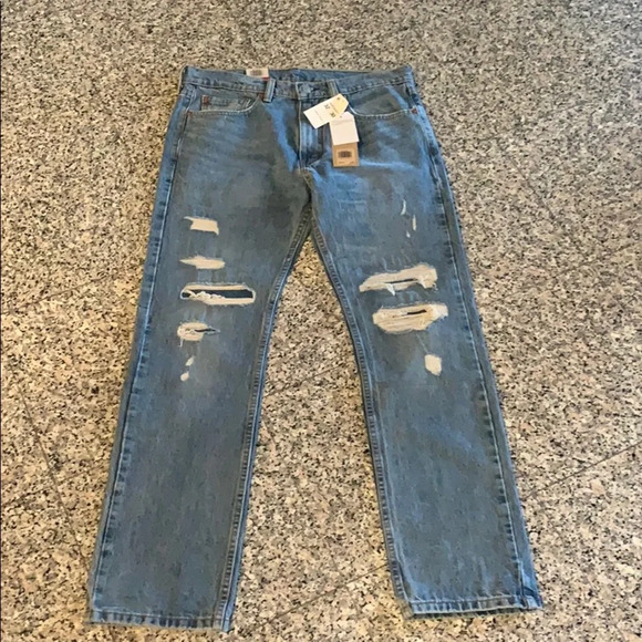 NEW Levis 513 Slim Straight Distressed Jeans 32/30 - Picture 5 of 8